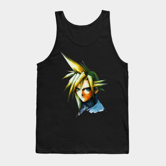 Cloud Strife Low Polygon Tank Top by TripleSArt